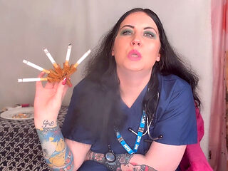 Nurse Ffw Smokes Fiveway Cigarettes & Has Coughing Fits
