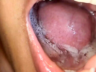 Upside Down Deep Throat Cum Swallow - Brunette Teen Slut Gets Throat Filled