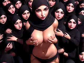 Big titted arab babe gets her body touched AI generated