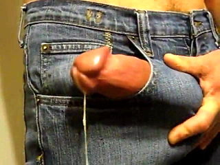 Jeans, big cut cock and loads of milk
