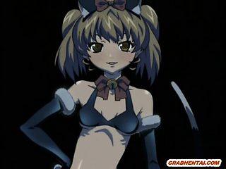 Bondage anime with muzzle threesome fucked