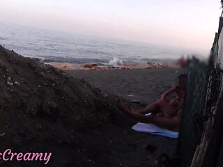 FLASHING my COCK in front of my STEPDAUGHTER in a PUBLIC BEACH and she HELPS me CUMSHOT in front of everyone - REAL SEX RISKY #2