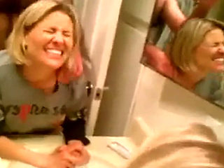 Cute Milf Fucked In Front Of The Bathrrom Mirror