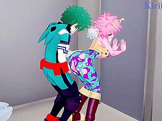 Mina Ashido And Izuku Midoriya Have Deep Sex