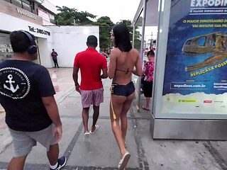 Brazilian "Kendal", Debora Andrade Walks Almost Naked On The