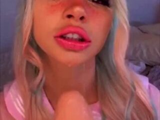 Kristen Hancher gives sloppy blowjob and deepthroat