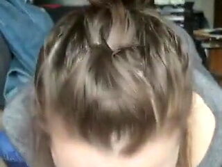 College cumslut sucks me at my place between classes