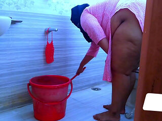 When Hot Friend's Wife Clean Her Bathroom the Husband's Friend Enter Here and Give Her Romantic Anal Fuck