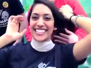Cute indian girl  gets shaved for charity