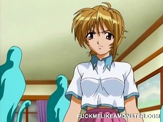 Hentai teen drenched in cumshots in fantasy