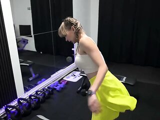 Gym POV - Trainer Fucks My Hairy Pussy After Workout