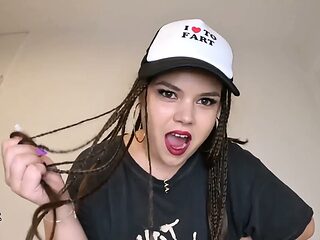 Latina cuts loose in her leggings with a flatulent release.