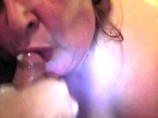 Dirty Old Slag Viv Eats Some Cum