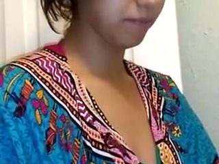 Mexican girl milking her tits