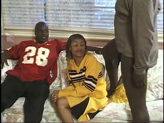 Two black stud taking turns as they fuck cute babe hard 