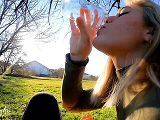 April BigAss Drinks Piss on Street in Real Outdoor Risk