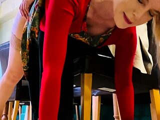 Amateur Blonde Chick Strips To Thong