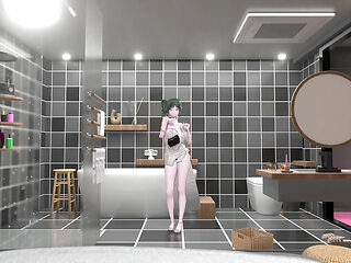 St. Louis Bathroom Undress Dance Hentai Tell Me Song Azur Lane Mmd 3D Soft Green Hair Color Edit Smixix