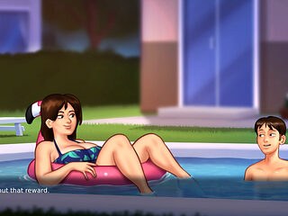 Summertime Saga - Sexy Busty Milf in swimsuit gets fucked in the pool