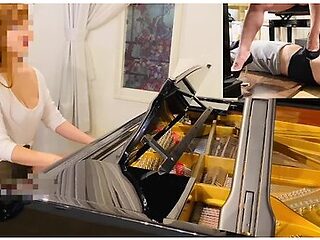 Playing The Piano And Teasing The M-man With Heels In A Rear Seated Position