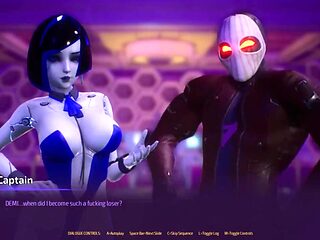 Anime girls play seductive space-themed adult game