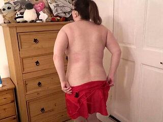 Blonde Wife Teases with Butt Plug in Stockings