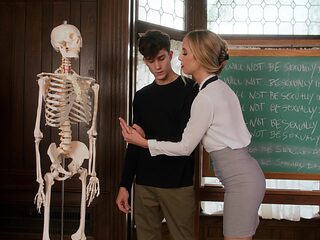 Cougar teachers parker and millie in a steamy classroom scene