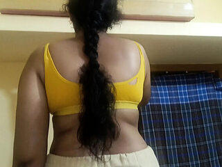 Indian Housewife Pushpa Valli Walks Alone at Home Showing Her Big Cute Ass