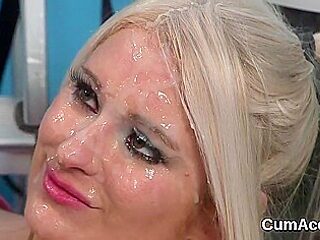 Sexy Honey Gets Cumshot On Her Face Swallowing All The