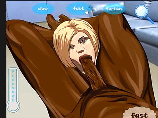 Blonde Anime gives a hard blowjob