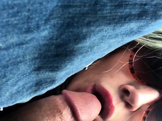 Real amateur blonde gives a hot POV blowjob on the train