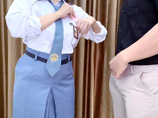 Indonesian Schoolgirl Nadalyne Gets Wet For Stepbrother's Money