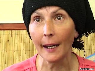 Hairy granny takes young cock on the pool table