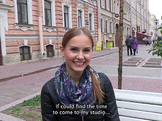 Slim amateur brunette likes pleasuring a throbbing dick