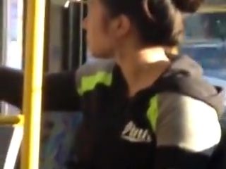 Candid Voyeur of Woman Yawning & Stretching On Bus