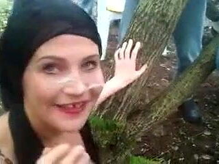 Zhuzha gets a cum bath in the woods