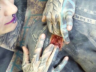 Inked babe Anuskatzz fists Lily Lus ass