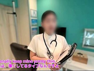 Japanese Wife Gets Creampied while Dirty Talking with Nurse in Clinic