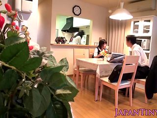 Asian schoolgirl cumswallows after blowjob