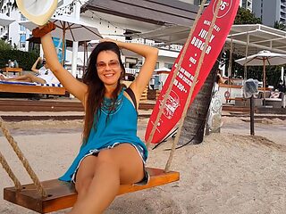 No Panties At Beach Party # Flashing In Public