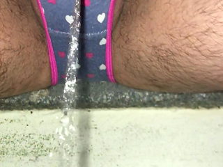 I love pissing outdoors in my love heart panties
