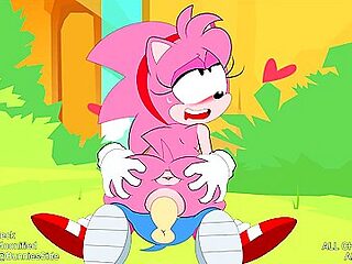 Innocent Cartoon Sweetie Riding Sonic The Hedgehog Outside
