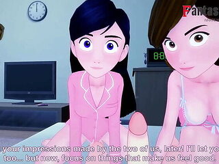 Helen Parr and Violet Parr lesbian threesome POV with petite MILF and cute 18yo animation