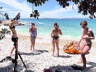 Two hot lesbians rebeka and Miss Pussycat enjoy the beach