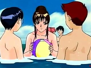 Nasty hentai teen girl blowing 3 cocks underwater