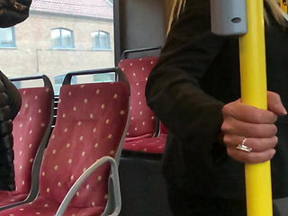 Voyeur sexy blond mature in the bus in Belgium 