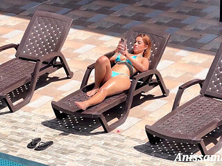 Step Mom Anissa Miller Catches Step Son Jerking Off While She Sunbathes - Big Tits Latina MILF Fucks Him Hard