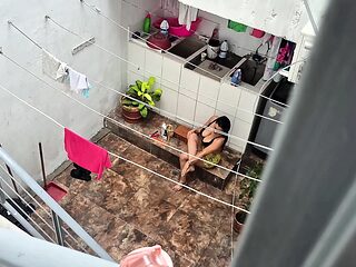 Neighbor's Outdoor Shower Surprise