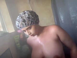 Cute and Chubby GF gets wet in the shower