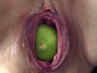 I love eating fruits with my pussy